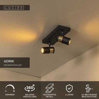 Lucide GORIK - Deckenstrahler - 2xGU10 - Schwarz